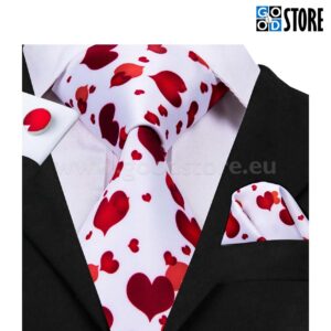 Valge seotava lipsu komplekt, südametega