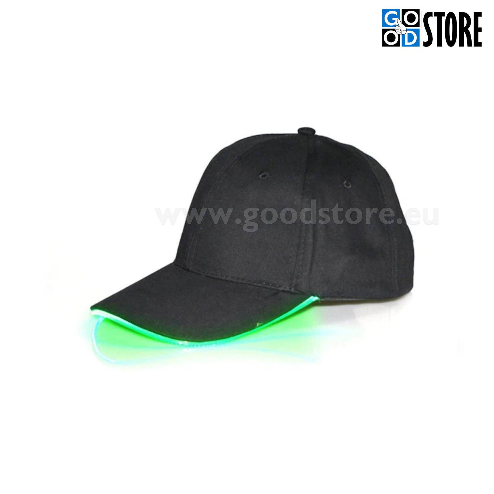 Rohelise LED valgusribaga müts