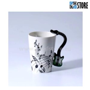 Coffee Cup, green guitar shape, ceramic, stylish