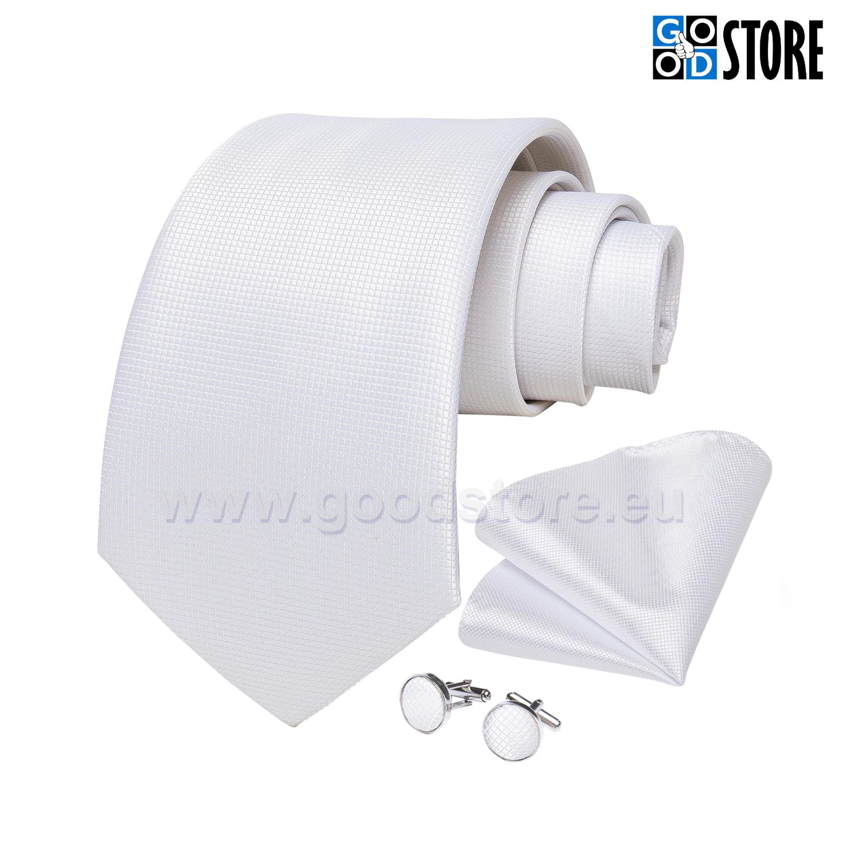 Esinduslik lipsu komlekt, N0341 soliidne valge-GoodStore