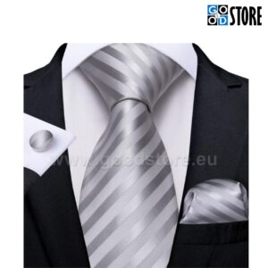 Luksuslik lipsu komlekt, N7003 hõbehall-triibuline GoodStore