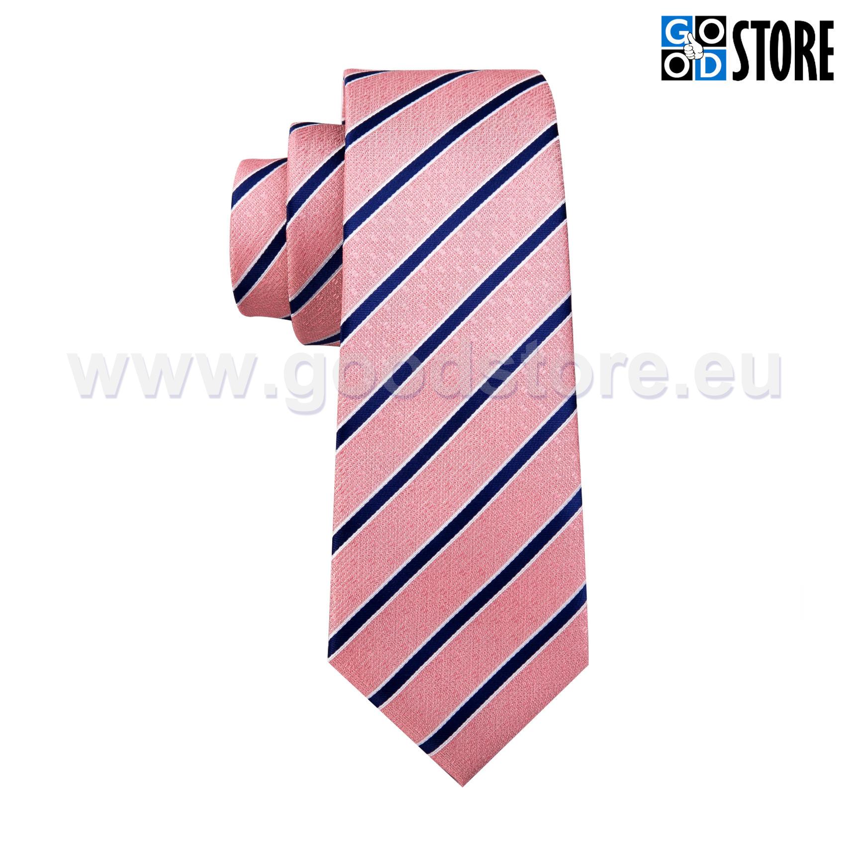 Esindusliku seotava lipsu kompl. mansetinööpide ja rinnataskurätikuga, Roosa tumesiniste triipudega