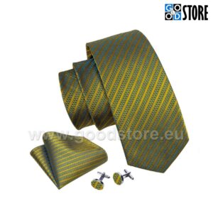 The Set of Luxury Necktie, Kuldne õrnade siniste triipudega 5759-GoodStoreEU
