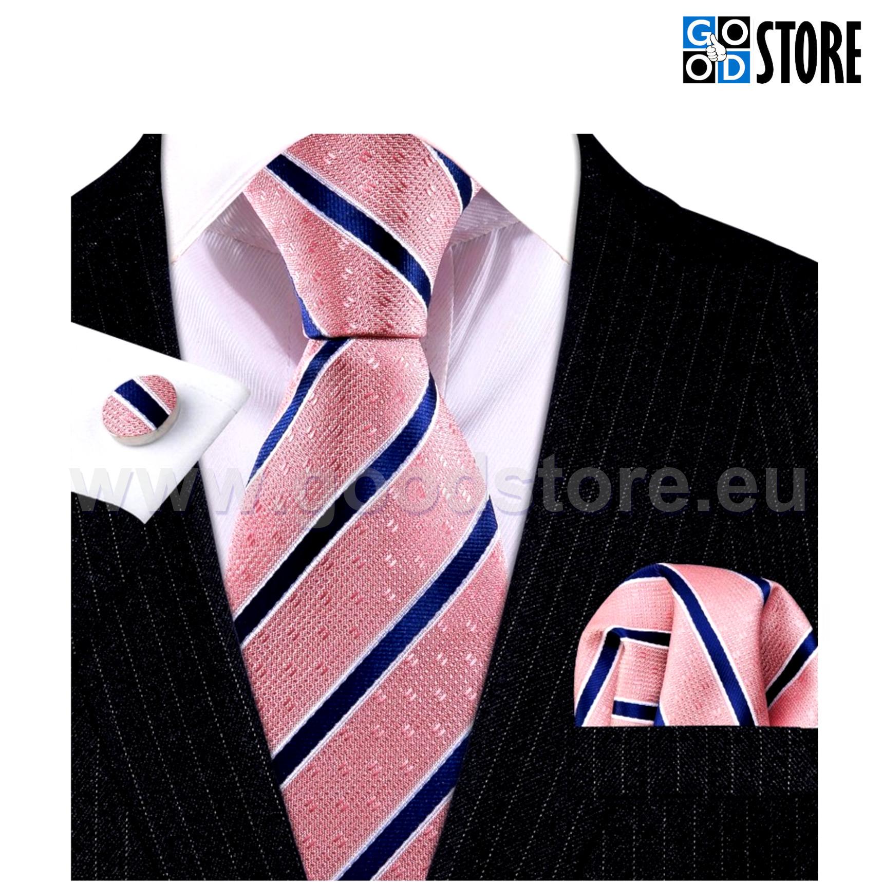 The Set of Necktie, 6008 Pink & Navy Blue GoodStore