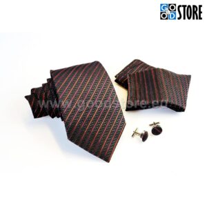 Eritellimuse lipsu komlekt, tume sätendavate triipudega-GoodStore