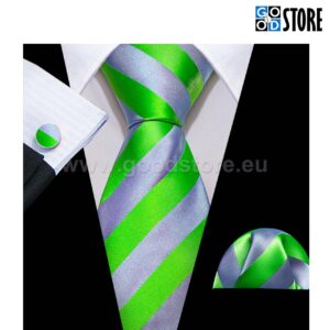 Neoonrohelise triibuline nooruslik lipsu komplekt