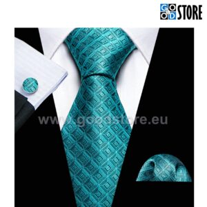 Pidulikult elegantne lipsu kompl, roheline 3D ruuduline 5999