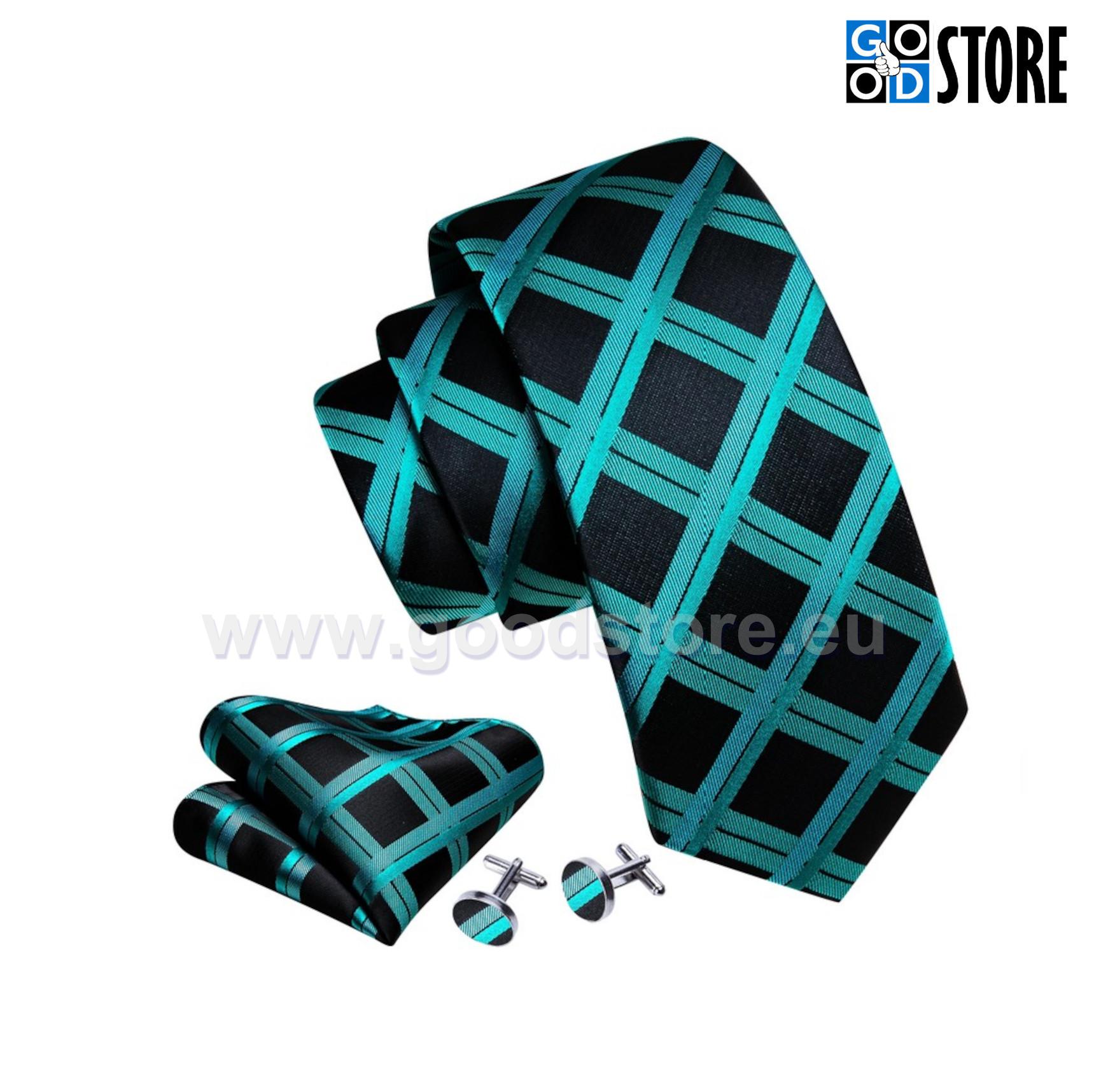 Ohohh kui šikk rohelise-musta ruuduline lipsu komplekt 5813