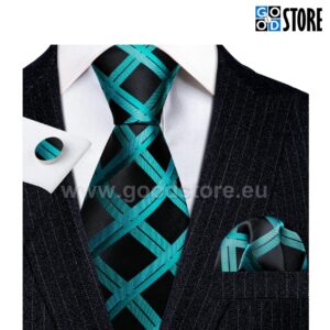 Ohohh kui šikk rohelise-musta ruuduline lipsu komplekt 5813