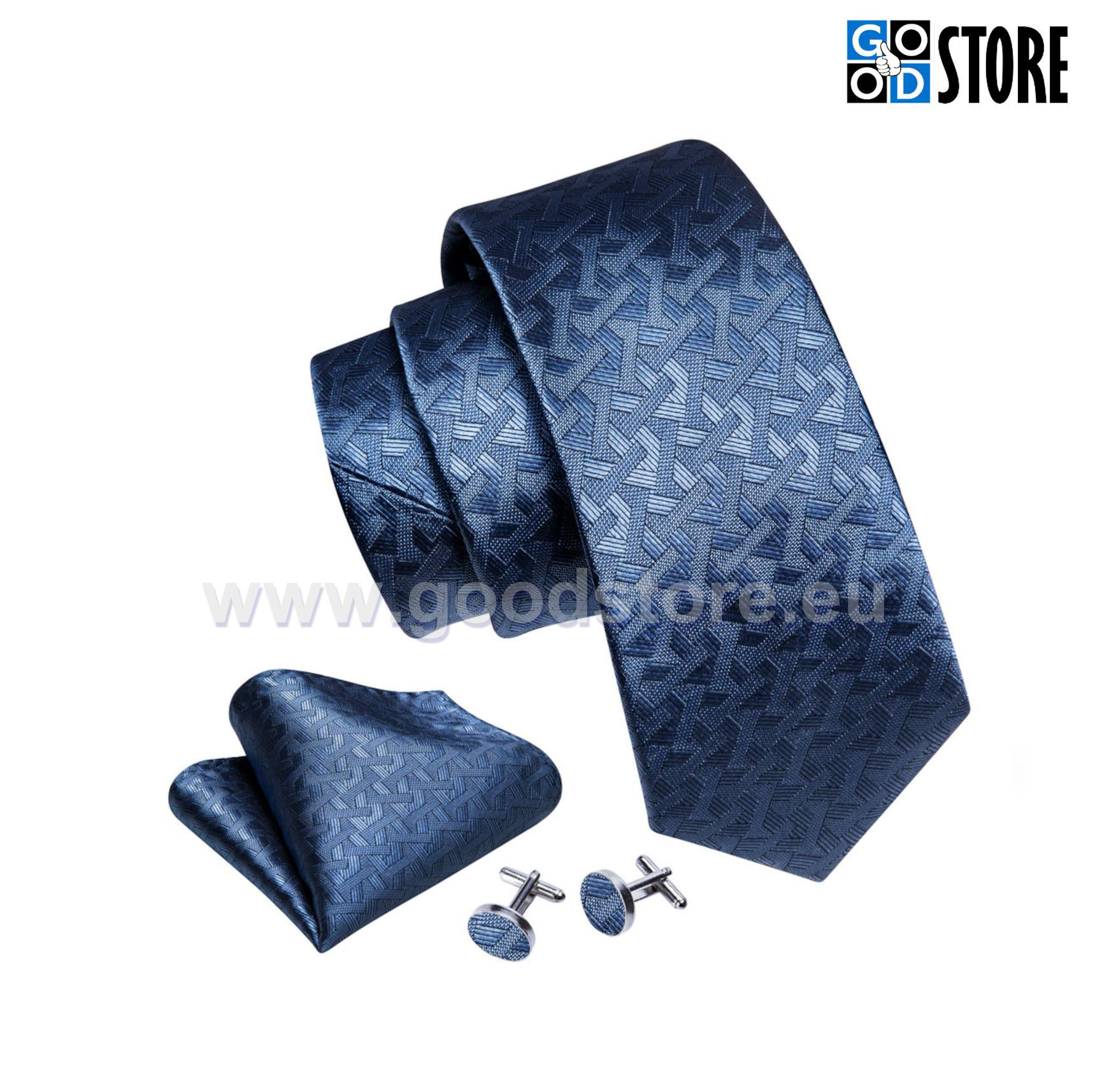 Helkiv sinakas hall punutud mustriga lipsu komplekt N5848