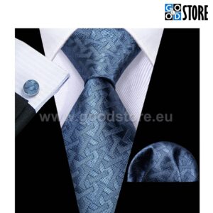 Helkiv sinakas hall punutud mustriga lipsu komplekt N5848